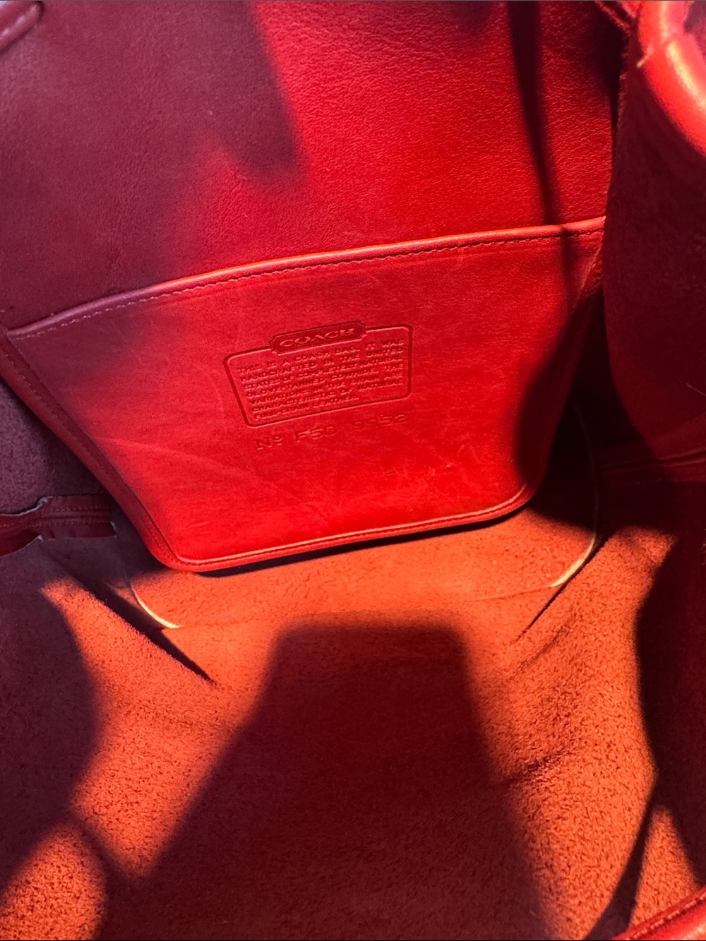Coach Vintage Red Leather Drawstring Crossbody Bucket Bag 9952 - Picture 12 of 16